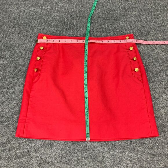 J Crew Postage Stamp Sailor Mini Skirt Women 8 Watermelon Lined Nautical Buttons - Picture 7 of 12